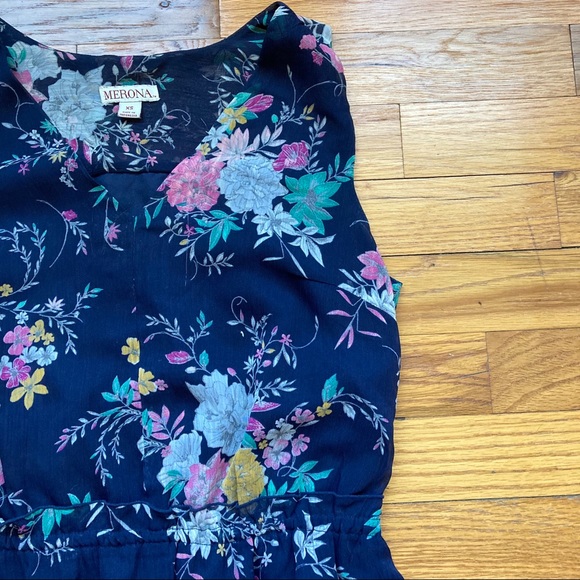 Merona Navy Floral Maxi Dress - Picture 4 of 13